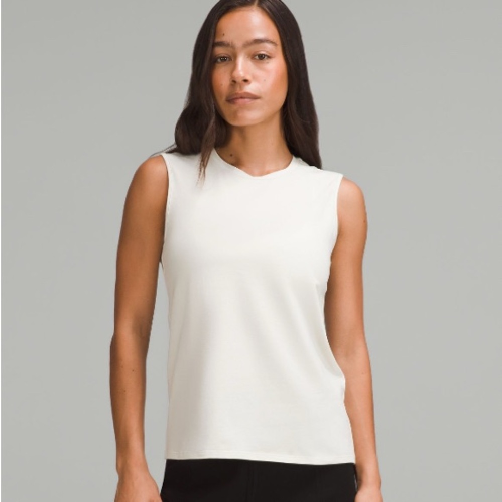 Lululemon organic cotton crew neck tank top bone XS